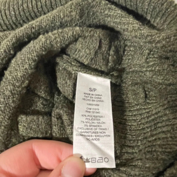 Garage Olive Green Braided Lace-up Side Knit Plush Sweater Small Women’s - Picture 10 of 11